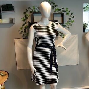 Ann Taylor‎ Navy Striped Belted Tank Dress Size M RefY035